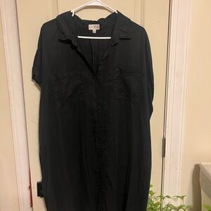 Wonderly Charcoal Button-Up Dress